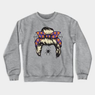 Spooky Messy Bun Hair Crewneck Sweatshirt